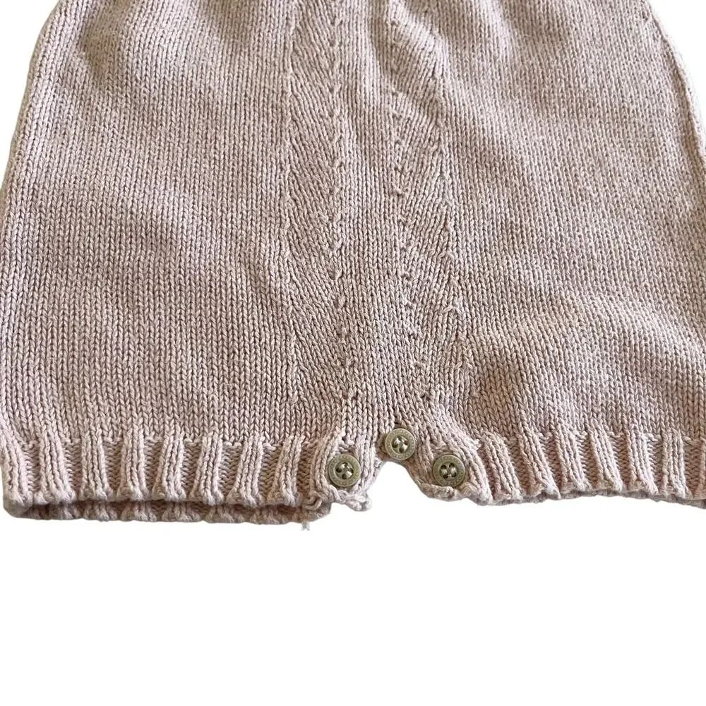 Oeuf Girls Pink Knit Summer Romper - Size 3 Months